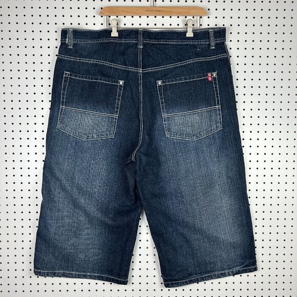 Southpole 90s Baggy Jean Shorts 42 Jorts Wide Leg Skate Y2K 20" Inseam RED TAB - Picture 1 of 7